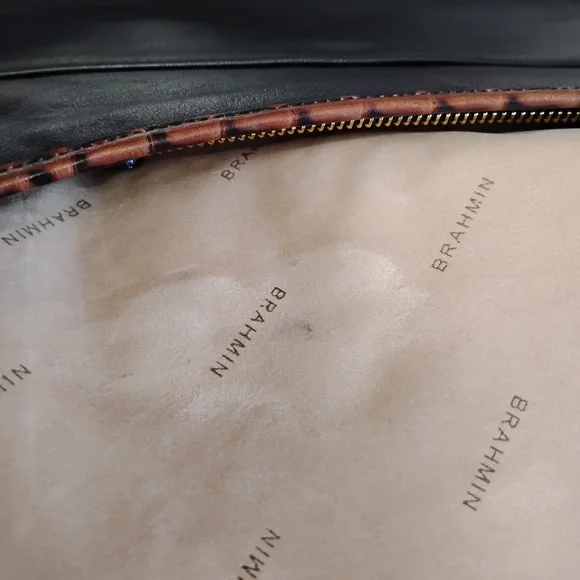 Vintage Brahmin Julie Smooth Black Brown  Leather Handbag Shoulder Bag Purse - Picture 14 of 16